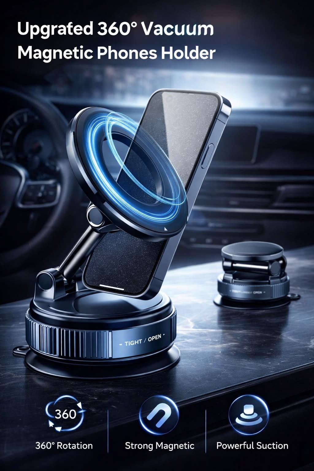 Magnetic Phone Holder – Never Falls While Driving.